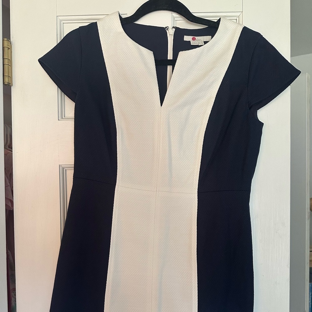 Boden Freida Textured Navy and White Dress - Size 6